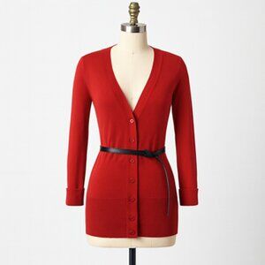 Women’s 3/4 sleeve red cardigan with belt
